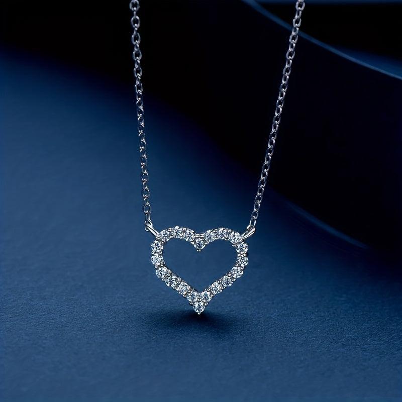 Heart Moissanite Necklace & Earrings Set S925 Sterling Silver