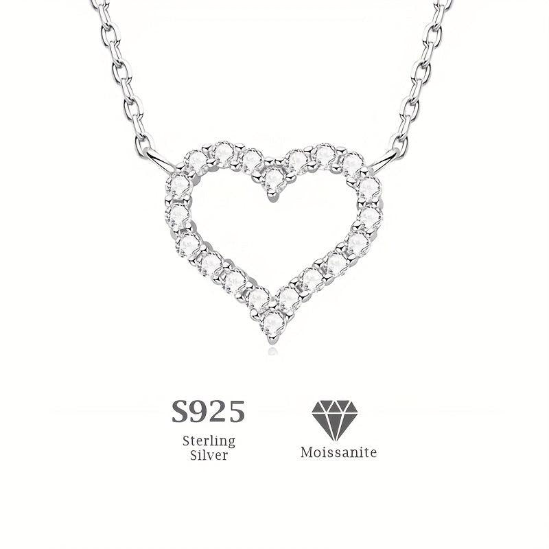 Heart Moissanite Necklace & Earrings Set S925 Sterling Silver