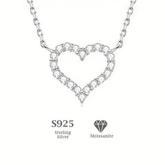 Heart Moissanite Necklace & Earrings Set S925 Sterling Silver