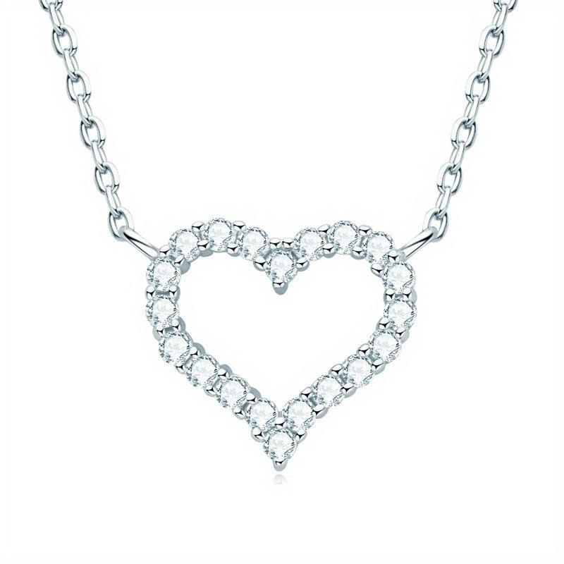 Heart Moissanite Necklace & Earrings Set S925 Sterling Silver