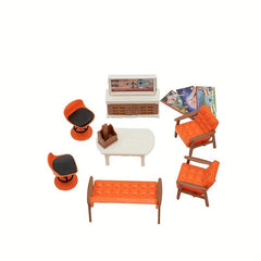 Furnished Doll House Furniture Set for Kitchen Living Room Bathroom Bedroom