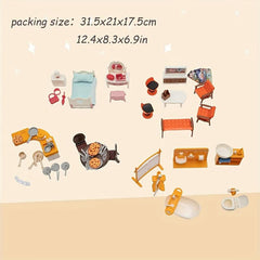 Furnished Doll House Furniture Set for Kitchen Living Room Bathroom Bedroom