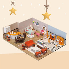 Furnished Doll House Furniture Set for Kitchen Living Room Bathroom Bedroom