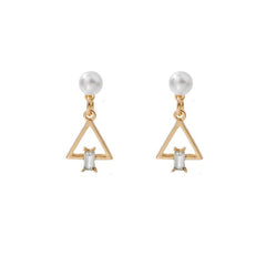 Geometric Triangle Pearl Dangle Earrings Cartoon Drop Jewelry for Women Girls