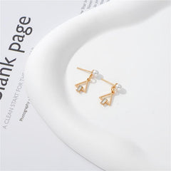Geometric Triangle Pearl Dangle Earrings Cartoon Drop Jewelry for Women Girls