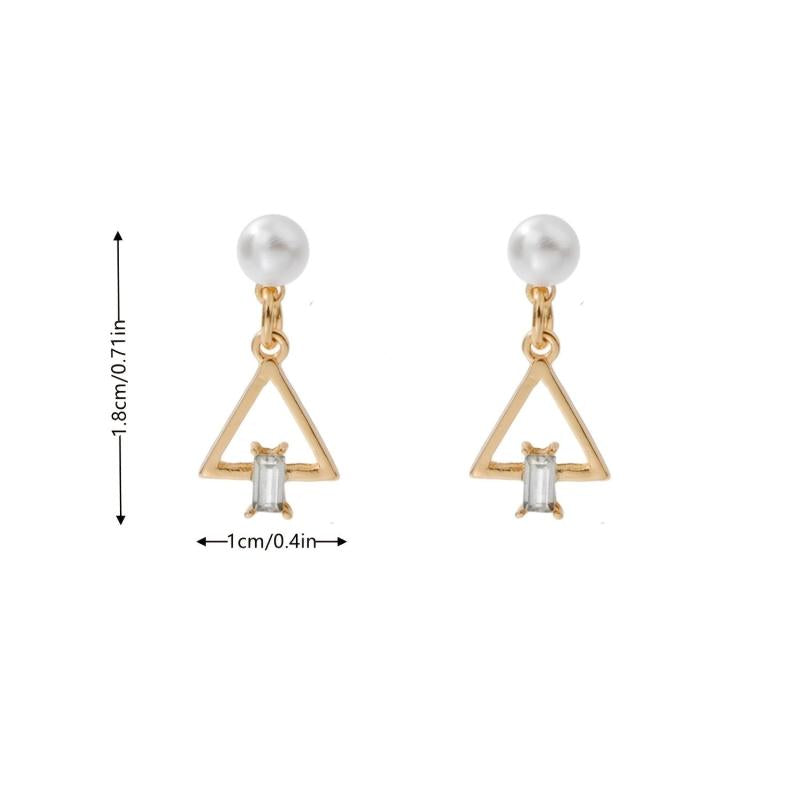 Geometric Triangle Pearl Dangle Earrings Cartoon Drop Jewelry for Women Girls