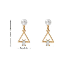 Geometric Triangle Pearl Dangle Earrings Cartoon Drop Jewelry for Women Girls