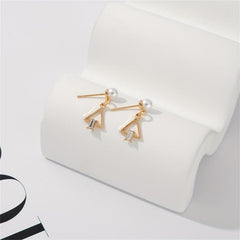 Geometric Triangle Pearl Dangle Earrings Cartoon Drop Jewelry for Women Girls