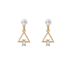 Geometric Triangle Pearl Dangle Earrings Cartoon Drop Jewelry for Women Girls