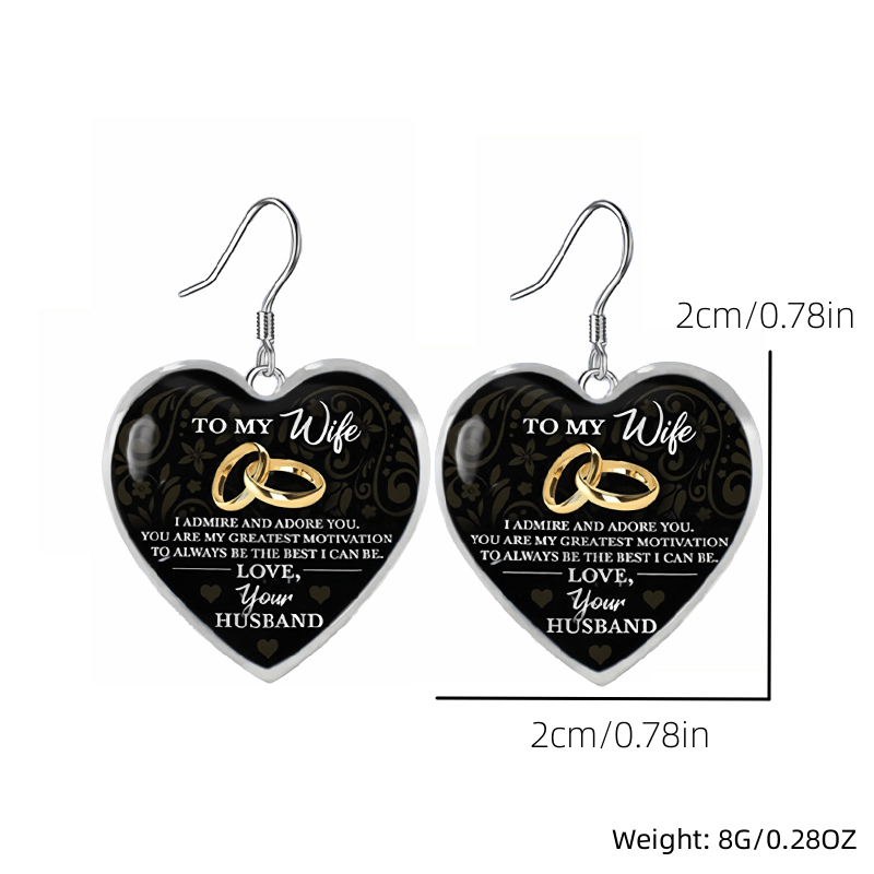 To My Wife Glass Pendant Earrings Necklace Set