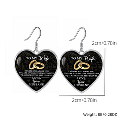 To My Wife Glass Pendant Earrings Necklace Set