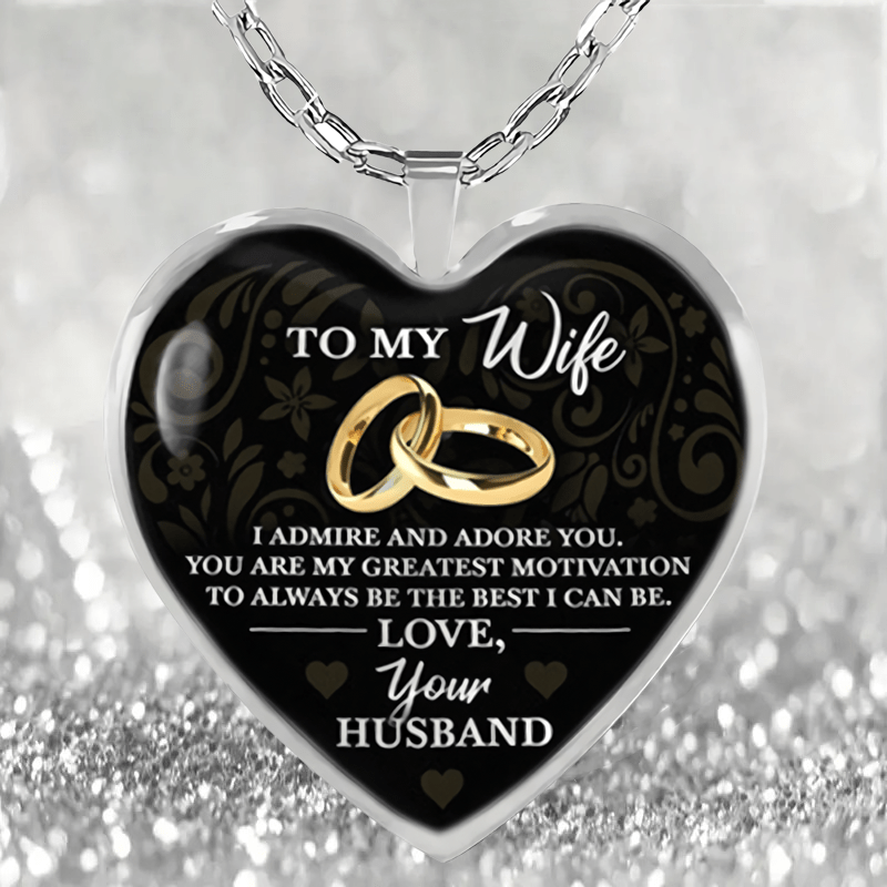 To My Wife Glass Pendant Earrings Necklace Set