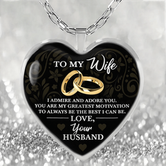 To My Wife Glass Pendant Earrings Necklace Set