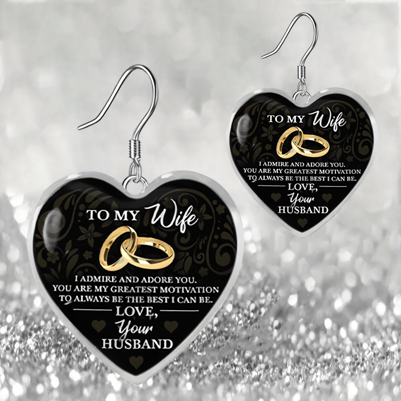 To My Wife Glass Pendant Earrings Necklace Set