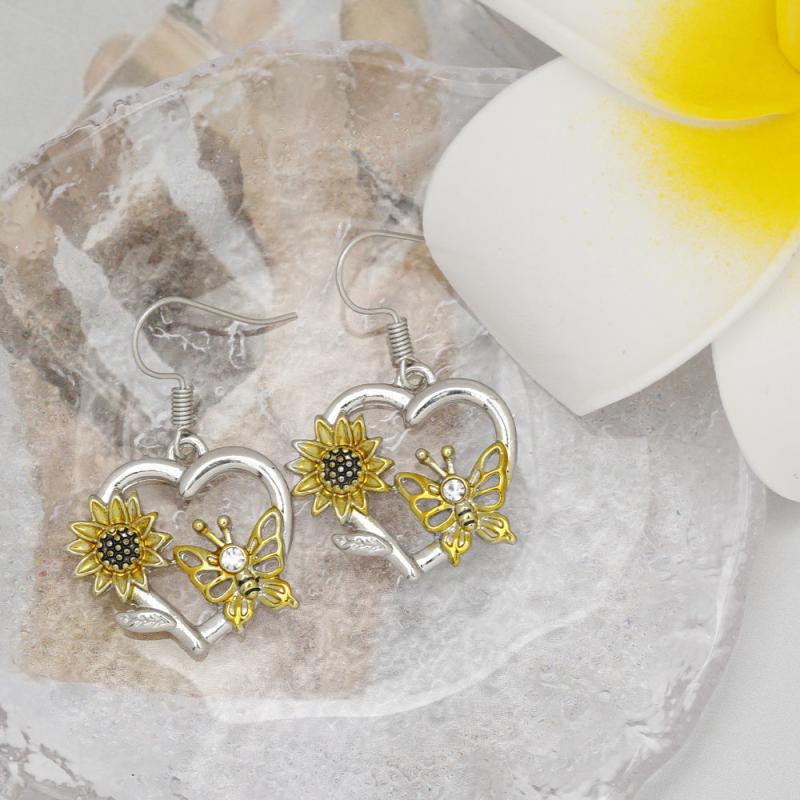 Sunflower Butterfly Love Heart Earrings for Women & Girls - Birthday & Christmas