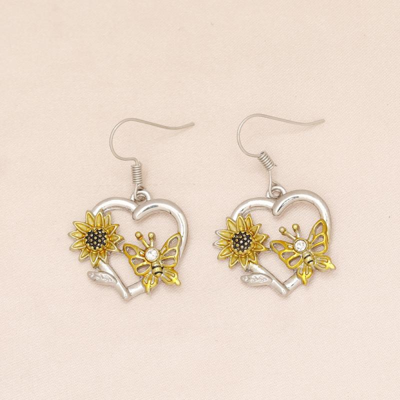 Sunflower Butterfly Love Heart Earrings for Women & Girls - Birthday & Christmas