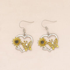 Sunflower Butterfly Love Heart Earrings for Women & Girls - Birthday & Christmas
