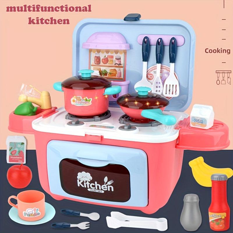 26pcs Kitchen Pretend Play Set for Boys and Girls with Lights & Sound