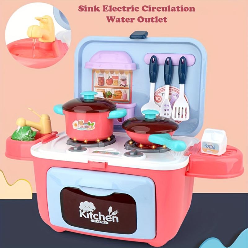 26pcs Kitchen Pretend Play Set for Boys and Girls with Lights & Sound
