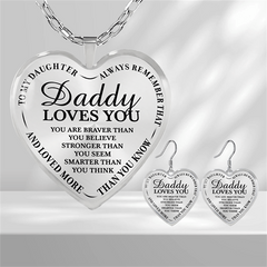 Heart Shaped Glass Pendant Earrings Necklace Set