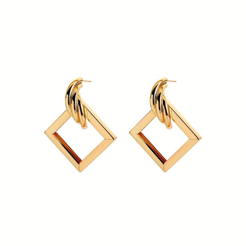 Metallic Geometry Dangle Earrings Cartoon Drop Stud Earrings