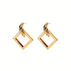 Metallic Geometry Dangle Earrings Cartoon Drop Stud Earrings