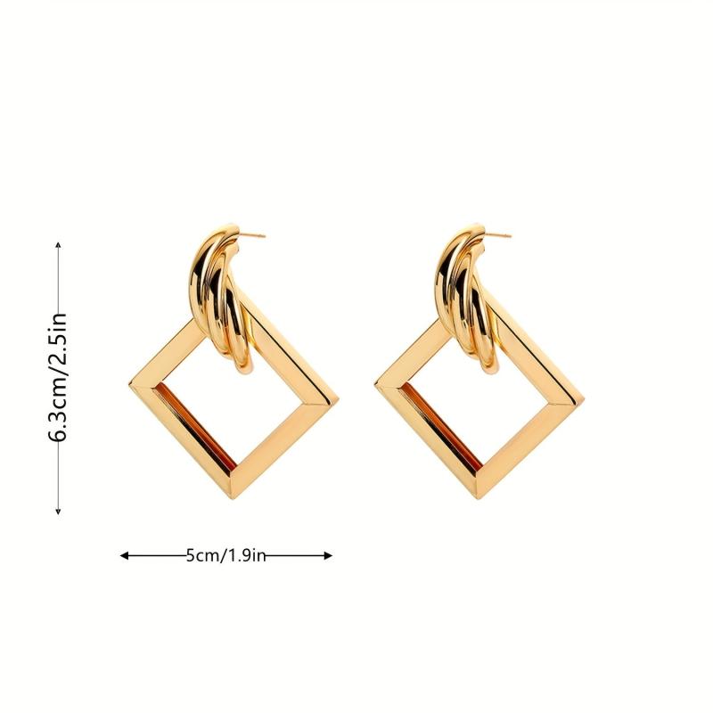 Metallic Geometry Dangle Earrings Cartoon Drop Stud Earrings