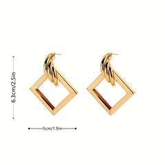 Metallic Geometry Dangle Earrings Cartoon Drop Stud Earrings