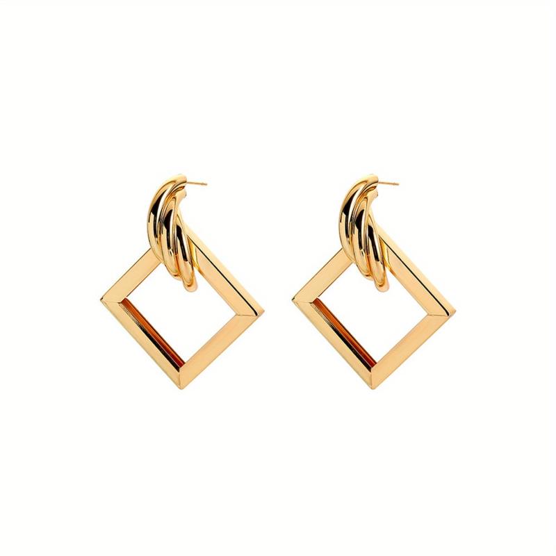 Metallic Geometry Dangle Earrings Cartoon Drop Stud Earrings