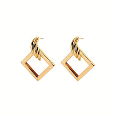 Metallic Geometry Dangle Earrings Cartoon Drop Stud Earrings