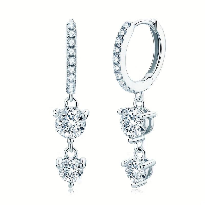 Moissanite Dangle Earrings in Sterling Silver - Must Have Accessory