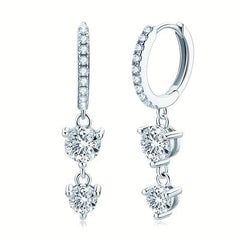 Moissanite Dangle Earrings in Sterling Silver - Must Have Accessory