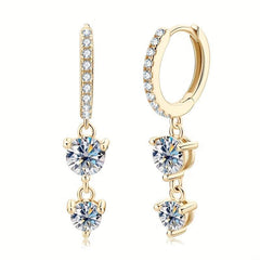 Moissanite Dangle Earrings in Sterling Silver - Must Have Accessory