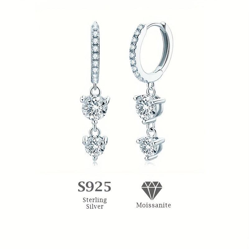 Moissanite Dangle Earrings in Sterling Silver - Must Have Accessory