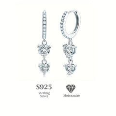 Moissanite Dangle Earrings in Sterling Silver - Must Have Accessory