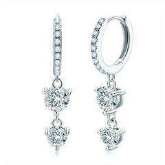 Moissanite Dangle Earrings in Sterling Silver - Must Have Accessory