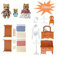 20pcs Dollhouse Bedroom Set for DIY Play House Decoration