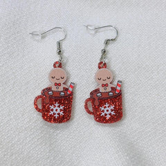 Snowflake Cup Dangle Earrings For Women Cartoon Drop Earrings