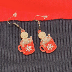 Snowflake Cup Dangle Earrings For Women Cartoon Drop Earrings