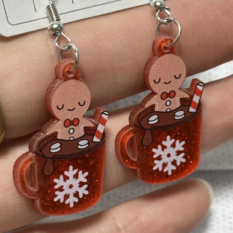 Snowflake Cup Dangle Earrings For Women Cartoon Drop Earrings