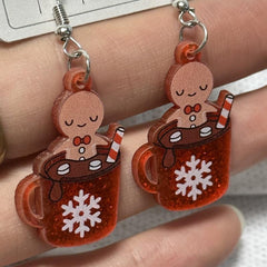 Snowflake Cup Dangle Earrings For Women Cartoon Drop Earrings