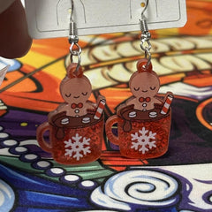 Snowflake Cup Dangle Earrings For Women Cartoon Drop Earrings