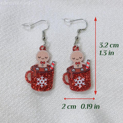Snowflake Cup Dangle Earrings For Women Cartoon Drop Earrings