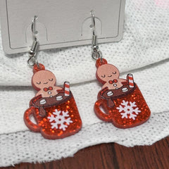 Snowflake Cup Dangle Earrings For Women Cartoon Drop Earrings
