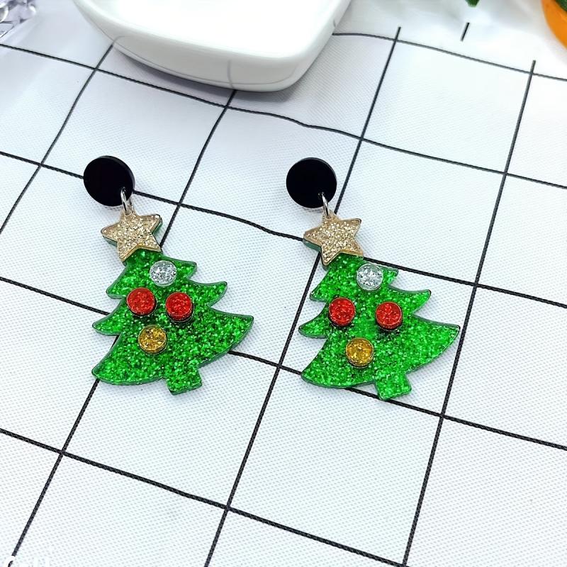 Christmas Tree Earrings Acrylic Ear Jewelry