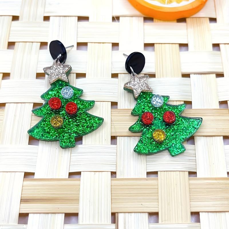 Christmas Tree Earrings Acrylic Ear Jewelry