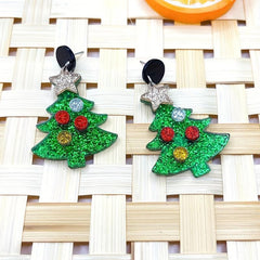 Christmas Tree Earrings Acrylic Ear Jewelry