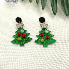 Christmas Tree Earrings Acrylic Ear Jewelry