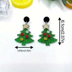 Christmas Tree Earrings Acrylic Ear Jewelry