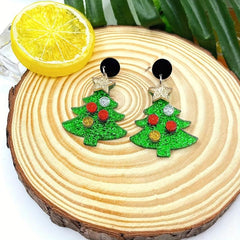 Christmas Tree Earrings Acrylic Ear Jewelry